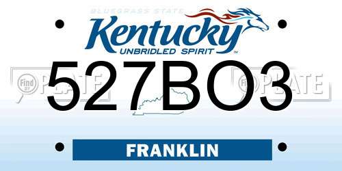 527BO3 Kentucky License Plate