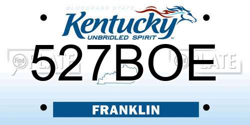 527BOE Kentucky License Plate