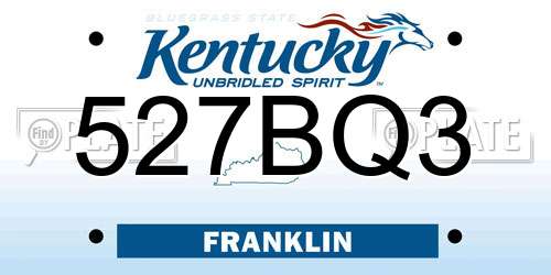 527BQ3 Kentucky License Plate