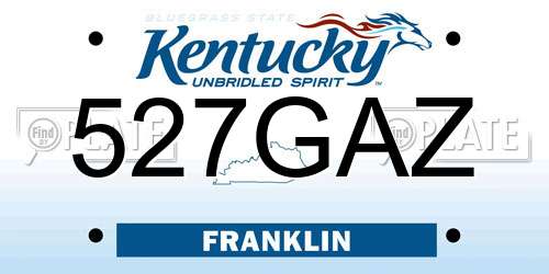 527GAZ Kentucky License Plate