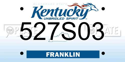 527S03 Kentucky License Plate