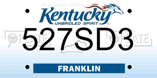 527SD3 Kentucky License Plate