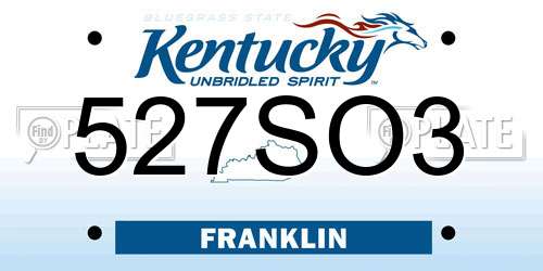 527SO3 Kentucky License Plate