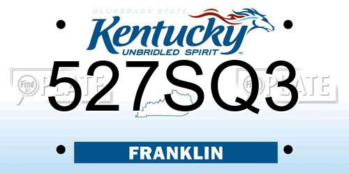 527SQ3 Kentucky License Plate