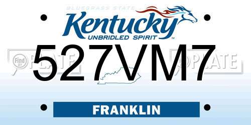 527VM7 Kentucky License Plate
