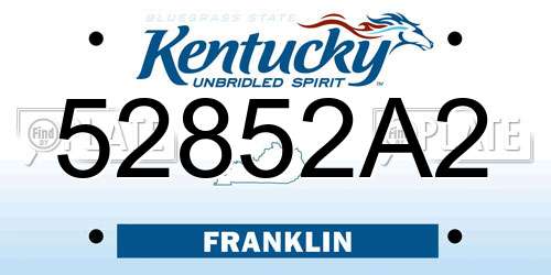 52852A2 Kentucky License Plate