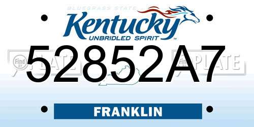 52852A7 Kentucky License Plate