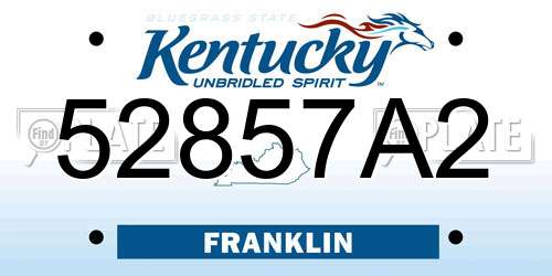 52857A2 Kentucky License Plate