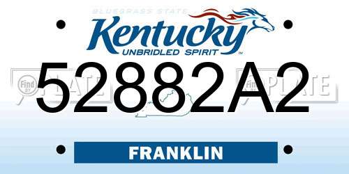 52882A2 Kentucky License Plate