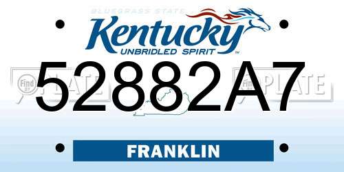 52882A7 Kentucky License Plate