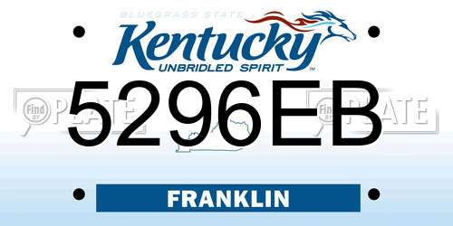 5296EB Kentucky License Plate