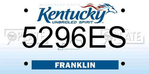 5296ES Kentucky License Plate