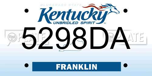 5298DA Kentucky License Plate