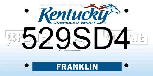 529SD4 Kentucky License Plate