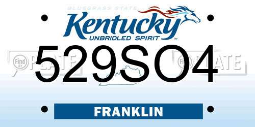 529SO4 Kentucky License Plate