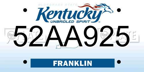52AA925 Kentucky License Plate