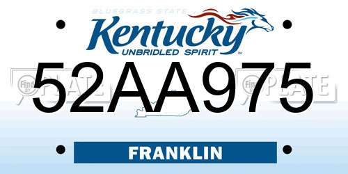 52AA975 Kentucky License Plate