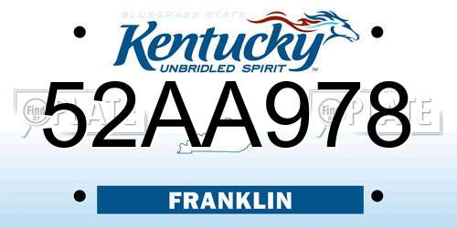 52AA978 Kentucky License Plate