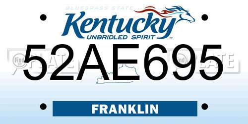 52AE695 Kentucky License Plate