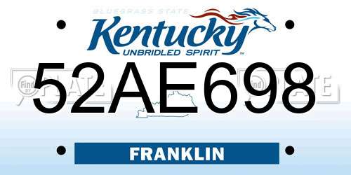 52AE698 Kentucky License Plate