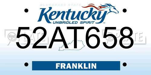 52AT658 Kentucky License Plate