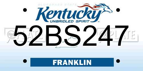 52BS247 Kentucky License Plate