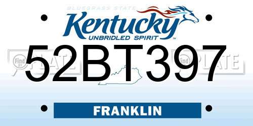 52BT397 Kentucky License Plate
