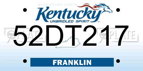 52DT217 Kentucky License Plate