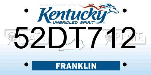52DT712 Kentucky License Plate