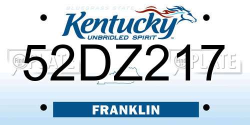 52DZ217 Kentucky License Plate