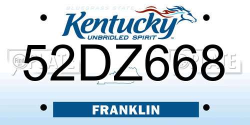52DZ668 Kentucky License Plate