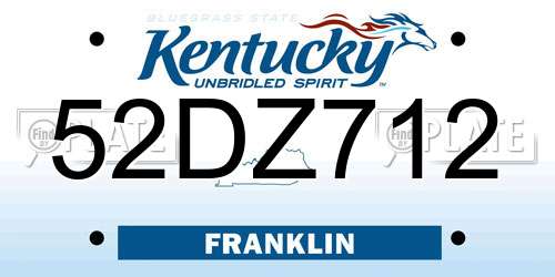 52DZ712 Kentucky License Plate