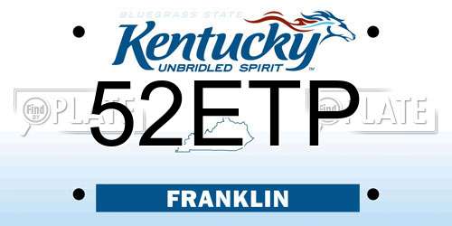 52ETP Kentucky License Plate