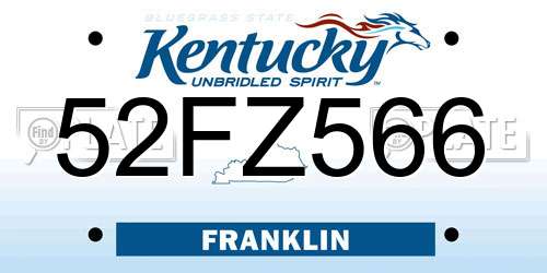 52FZ566 Kentucky License Plate
