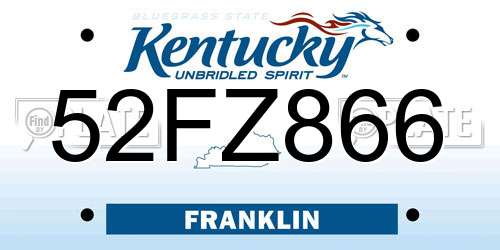 52FZ866 Kentucky License Plate