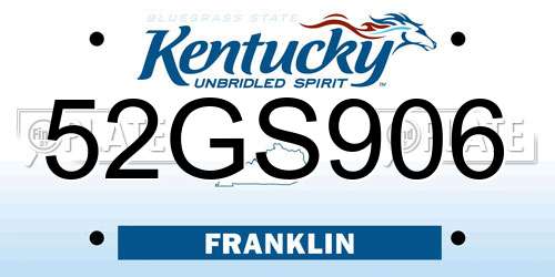 52GS906 Kentucky License Plate