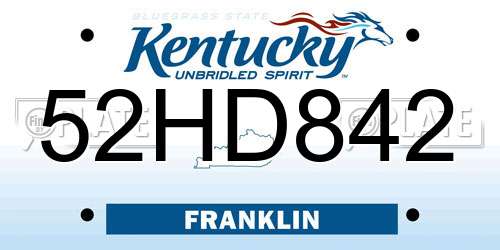 52HD842 Kentucky License Plate