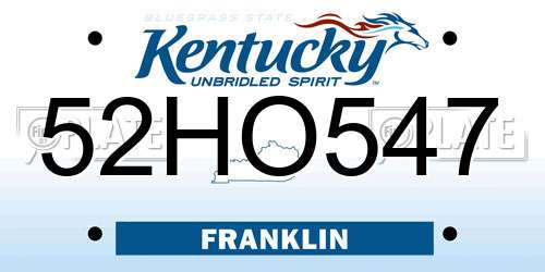 52HO547 Kentucky License Plate