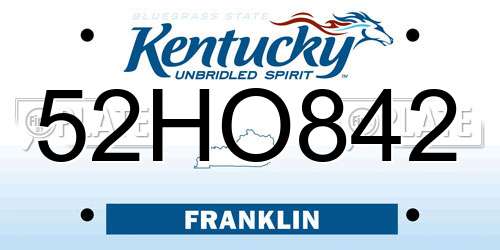 52HO842 Kentucky License Plate