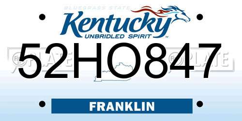52HO847 Kentucky License Plate