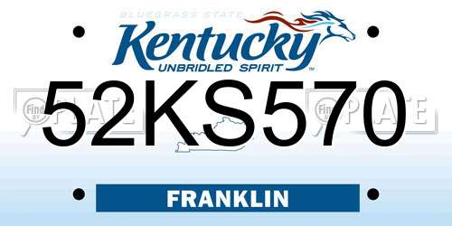 52KS570 Kentucky License Plate