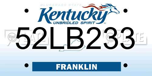 52LB233 Kentucky License Plate