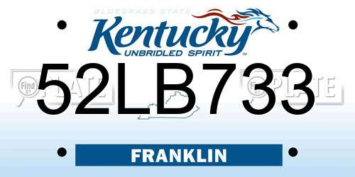 52LB733 Kentucky License Plate