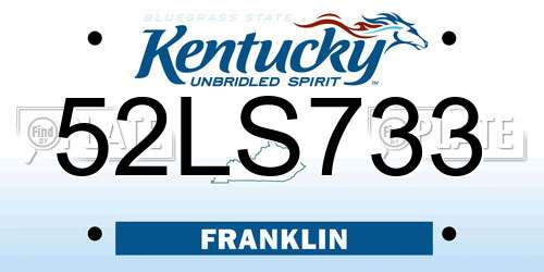 52LS733 Kentucky License Plate