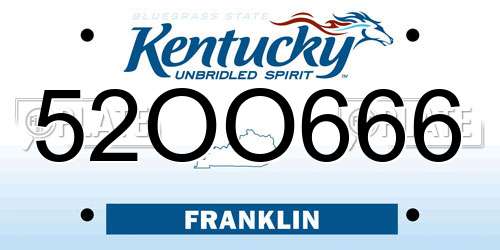 52OO666 Kentucky License Plate