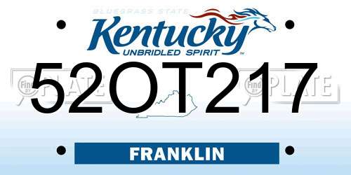 52OT217 Kentucky License Plate