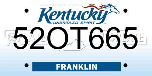 52OT665 Kentucky License Plate