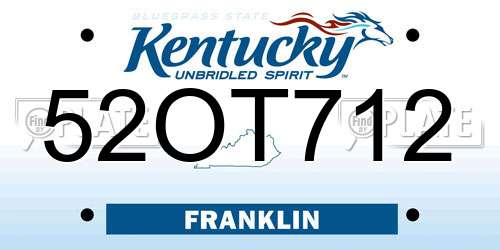 52OT712 Kentucky License Plate