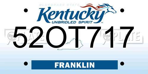 52OT717 Kentucky License Plate