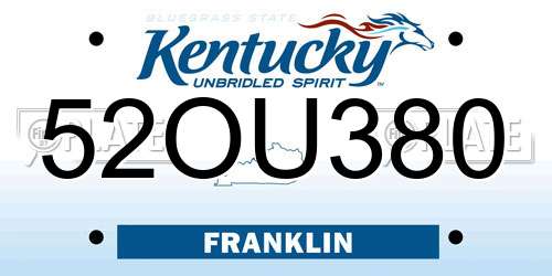 52OU380 Kentucky License Plate